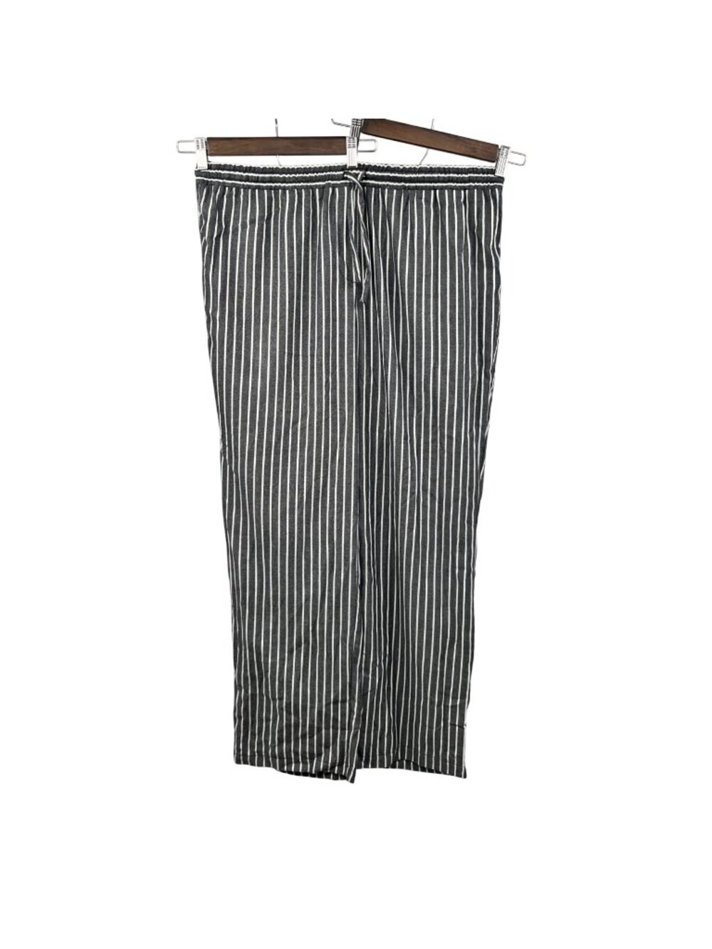 Daily Thread Womens Striped Straight Leg Pants Black/White Drawstring Size 1X